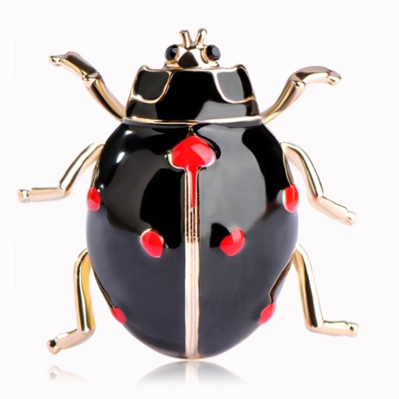 Jewelry - NWT Gold Black Red Ladybug Cute Pin Brooch